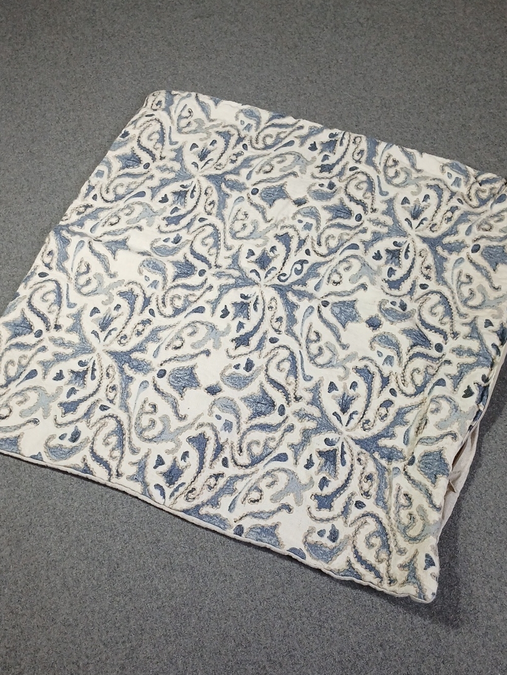 Pottery Barn Blue and White Paisley linen + cotton pillow cover